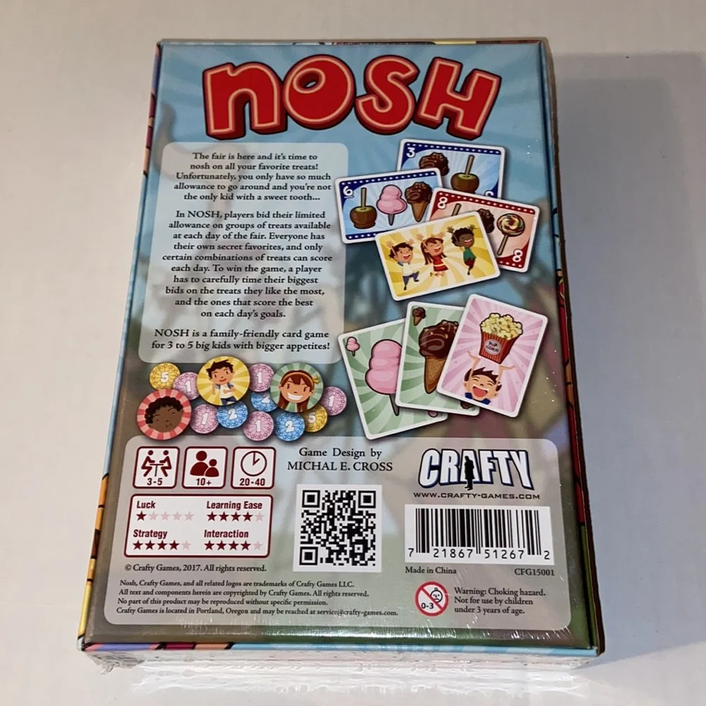Crafty Brand Nosh Card Game Designed by Michal E. Cross